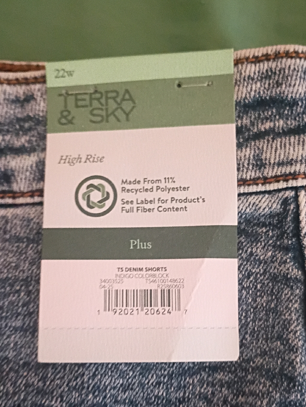 Terra & Sky Plus High Rise Denim Shorts - Indigo Wash